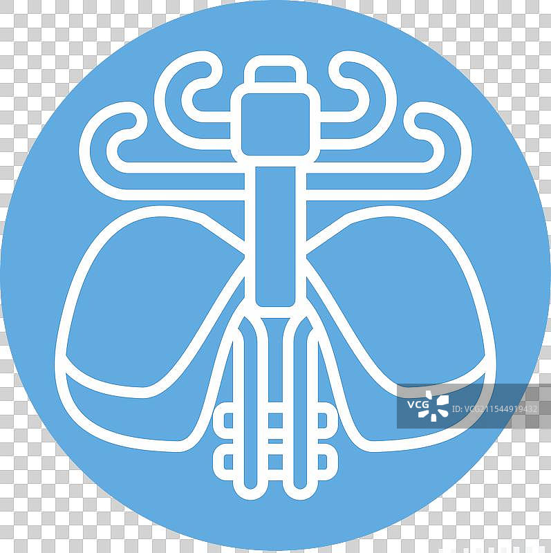 与人类器官相关的蓝色图标隔膜符号图片素材