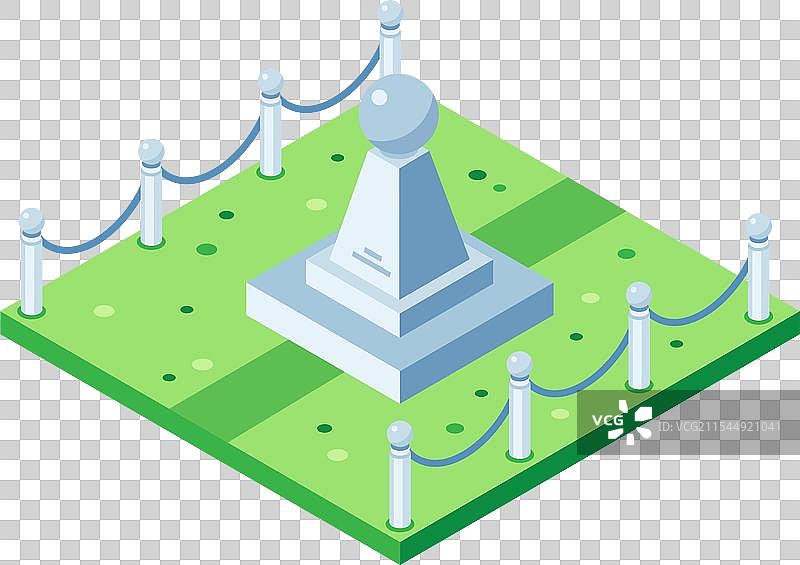 公园里矗立着一个顶部有球体的纪念碑图片素材