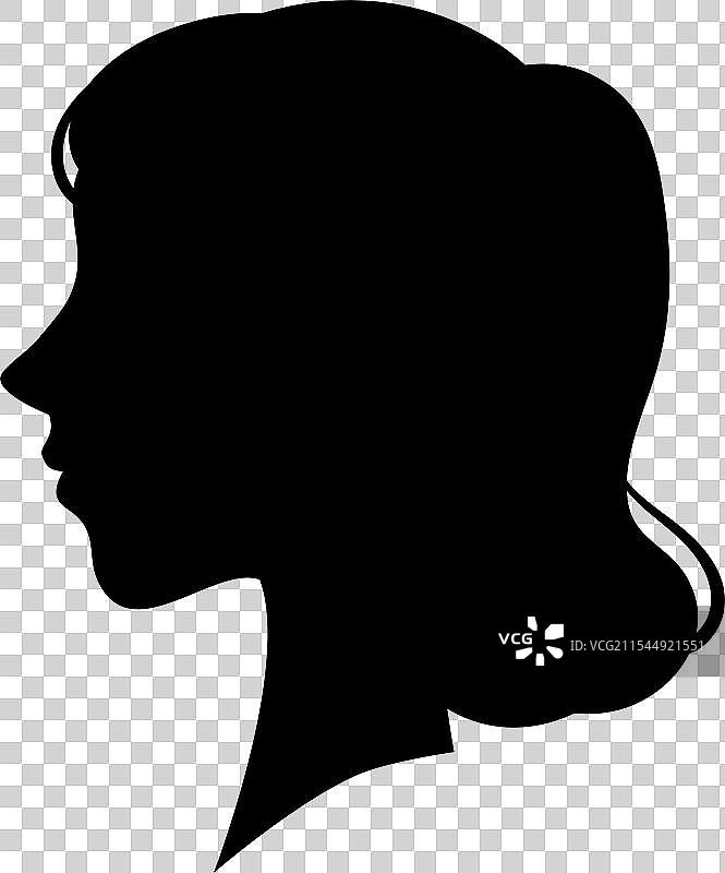 女性侧面黑色剪影轮廓图片素材