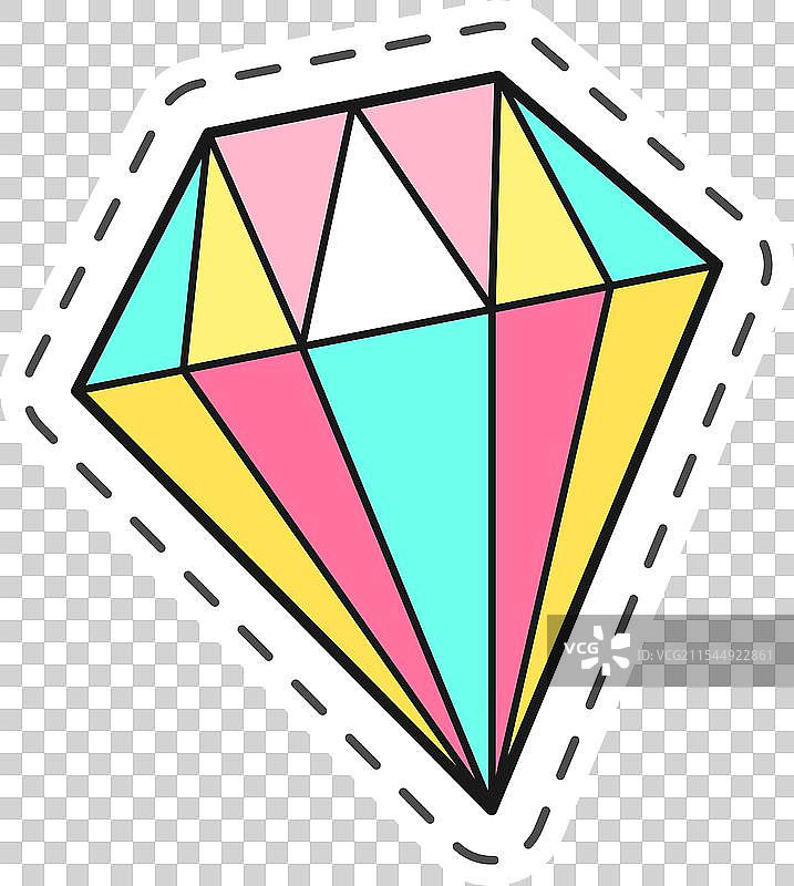彩色的钻石与虚线轮廓图片素材