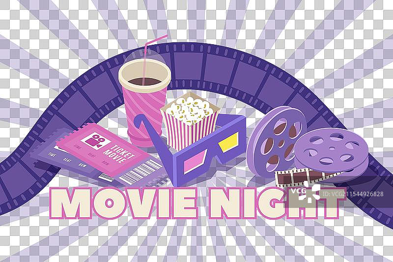 电影院等距横幅图片素材