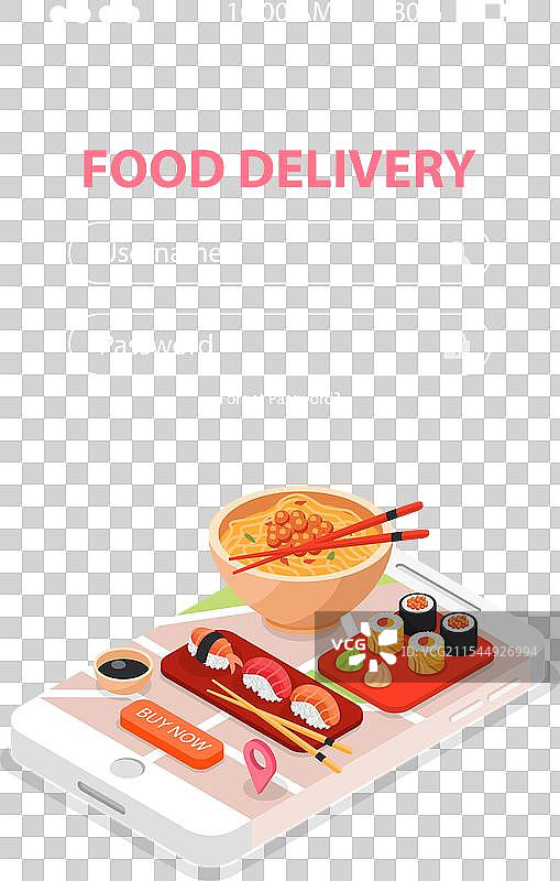 日本美食订单等距背景图片素材