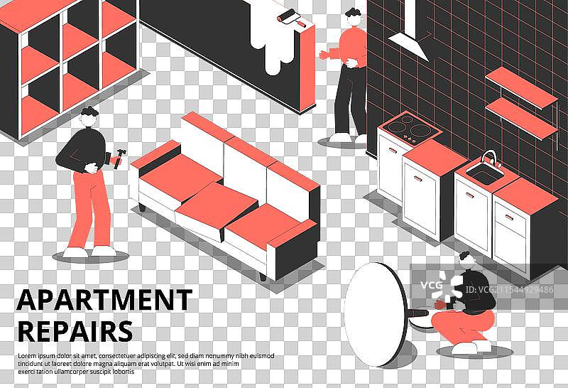 公寓维修等距背景图片素材