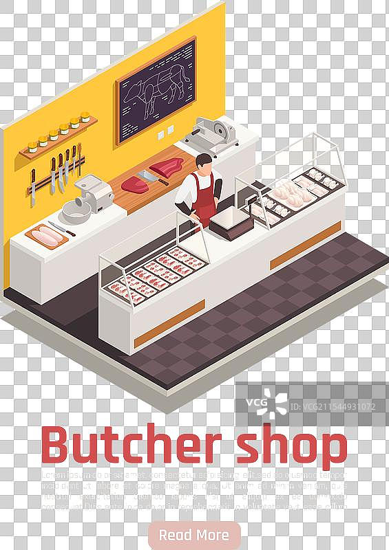 肉店等距构图图片素材