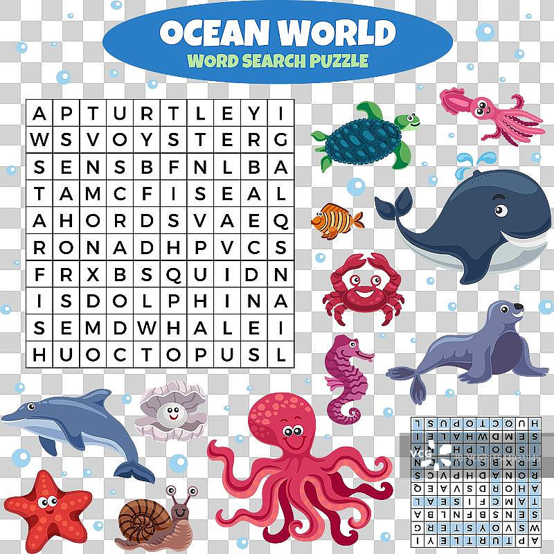 海洋动物搞笑拼图图片素材