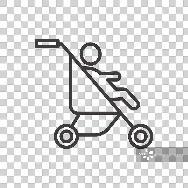 黑色婴儿车中的儿童图标图片素材