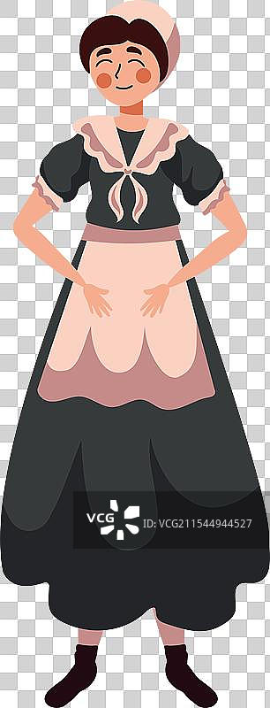 可爱的阿米什女性卡通形象图片素材