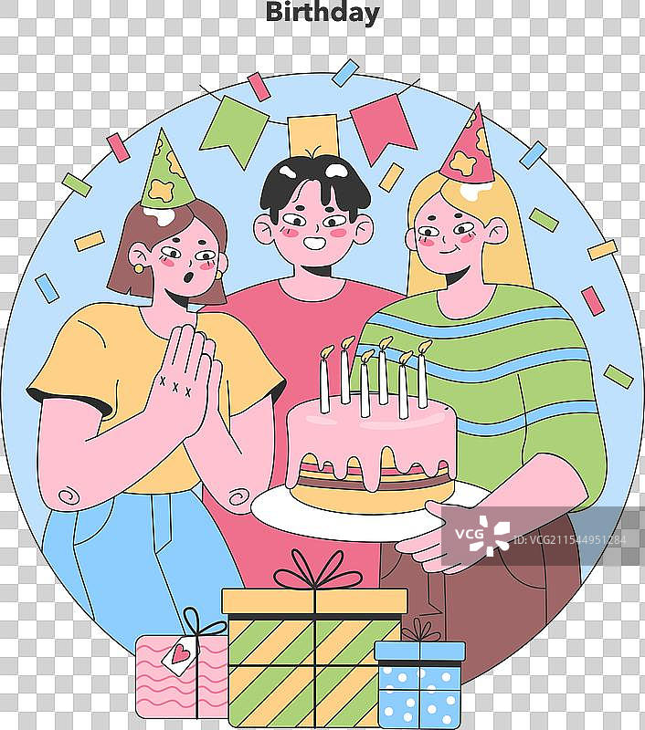 朋友们聚在一起庆祝生日派对图片素材