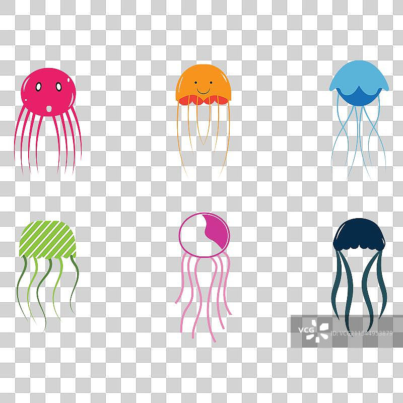 可爱的水母图标设计模板图片素材