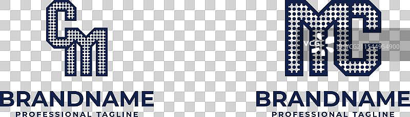 适合的字母CM和MC点缀的单色字母组合标志图片素材