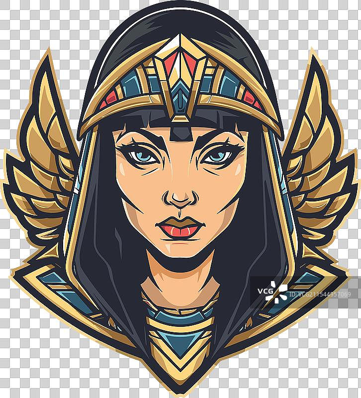 女性女王克利奥帕特拉电子竞技标志图标贴纸图片素材