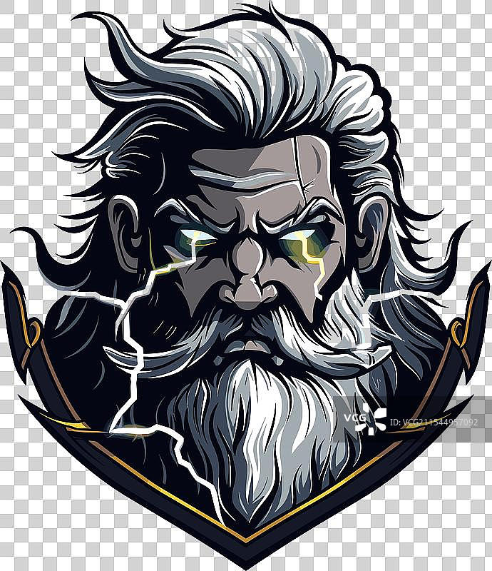 男性神祇宙斯电子竞技标志图标贴纸雷电图片素材