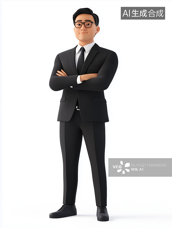 【AI数字艺术】3d卡通正装金融商务人士图片素材