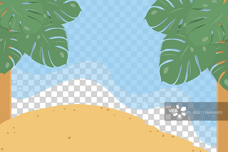 夏季海景与棕榈树和沙滩的一部分图片素材
