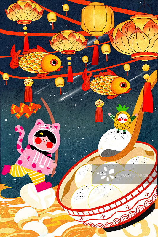 啵喵和萝比的1月2月节日节气插画系列图片素材