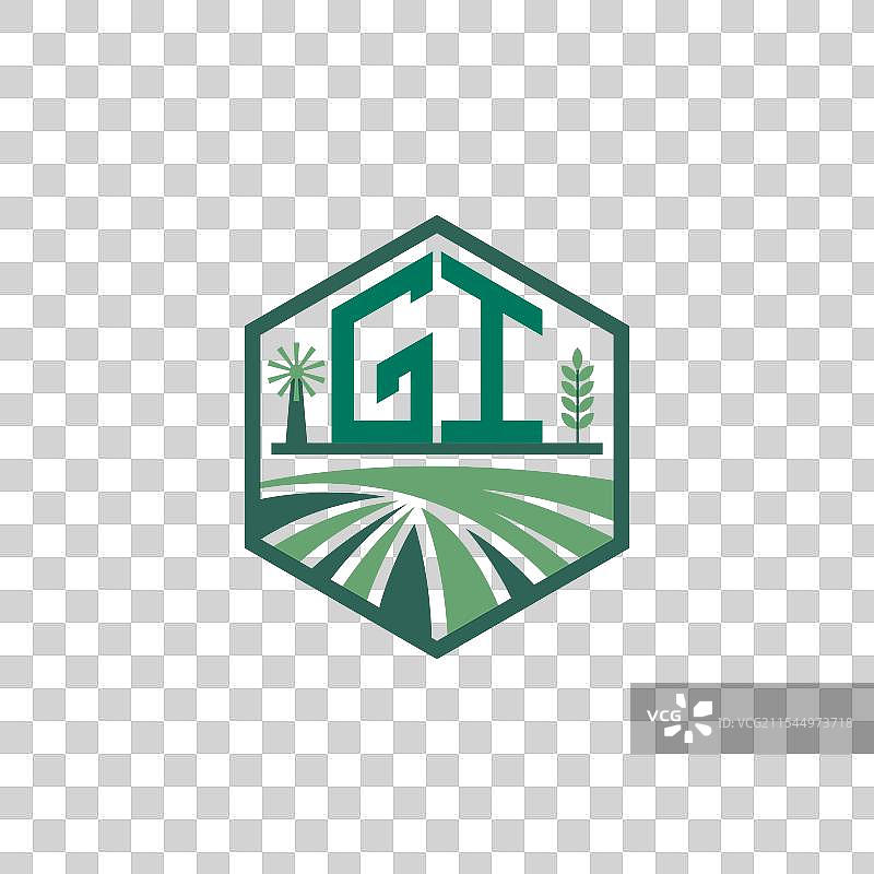 现代农业GI标志设计字母GI农场图片素材