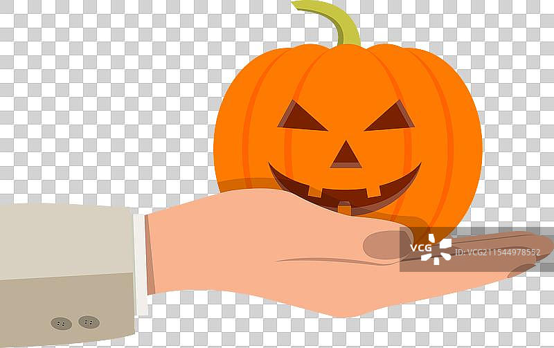 手握南瓜，庆祝快乐的万圣节图片素材