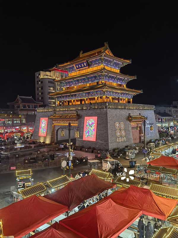 开封鼓楼夜景图片素材