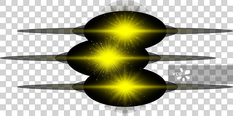 一组黄色的水平镜头光效图片素材