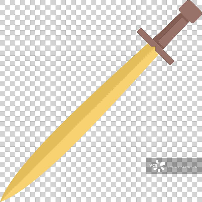 这把锋利的中世纪剑指向上方和右侧。图片素材