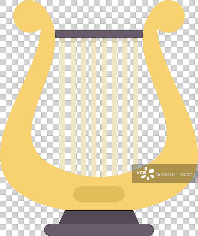 金色竖琴立于白色背景上图片素材