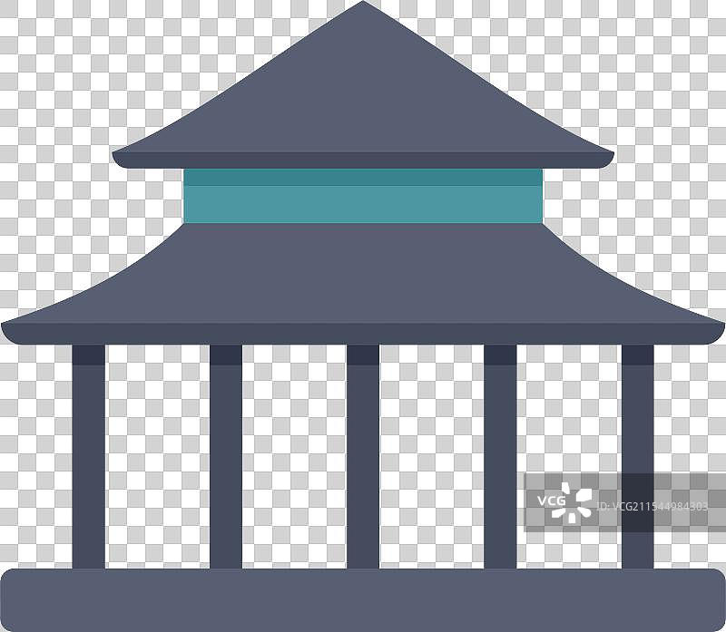 带有弯曲屋顶的传统日本建筑图片素材