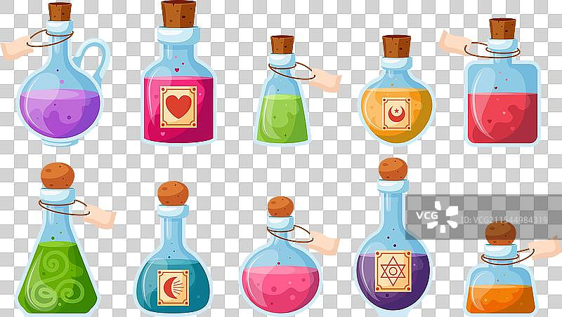 一组装有药水的瓶子图片素材