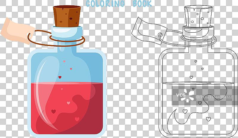 红色药水瓶的涂色书图片素材