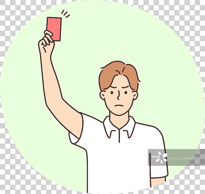愤怒的男性裁判出示红牌图片素材