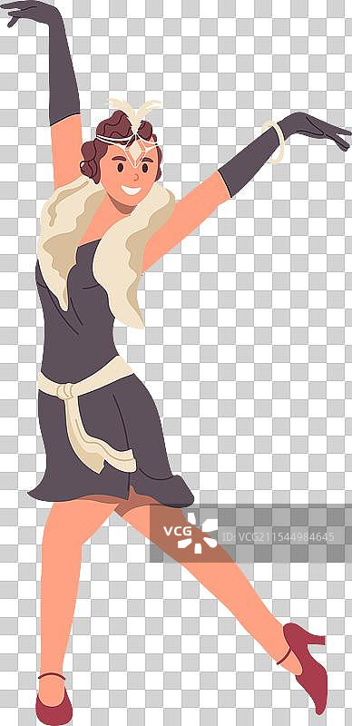 优雅快乐的女性卡通角色穿着图片素材