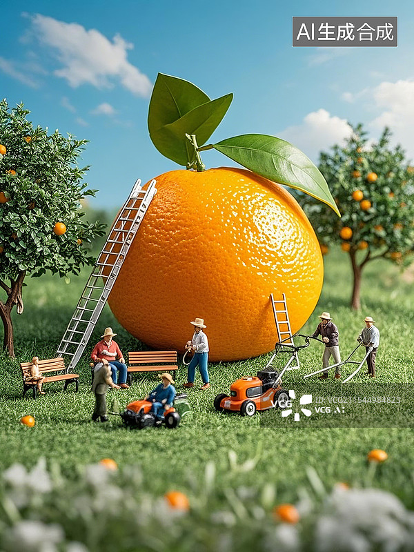 【AI数字艺术】橘子微观场景拍摄图片素材