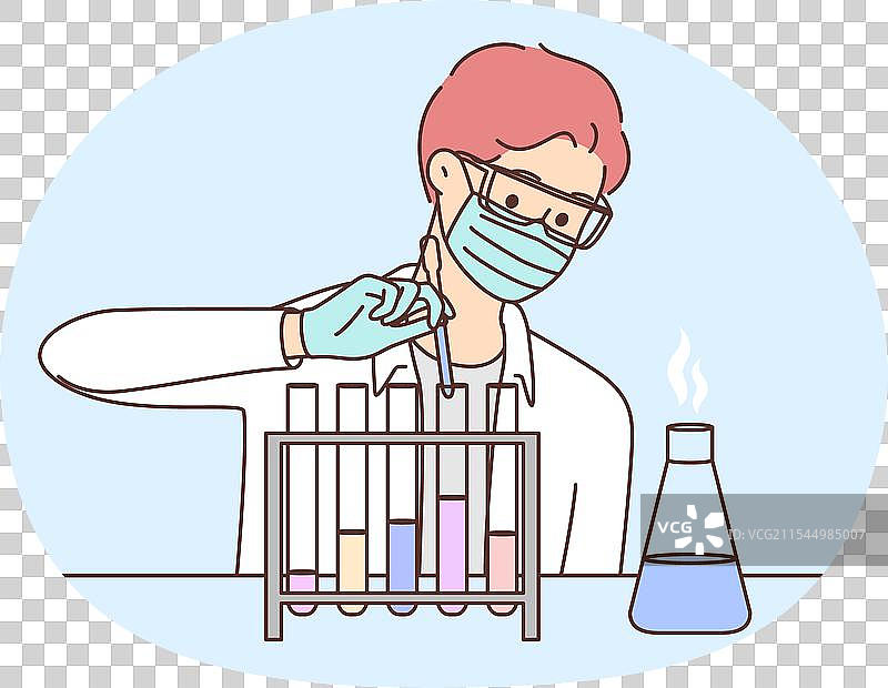 男性科学家在实验室进行实验图片素材
