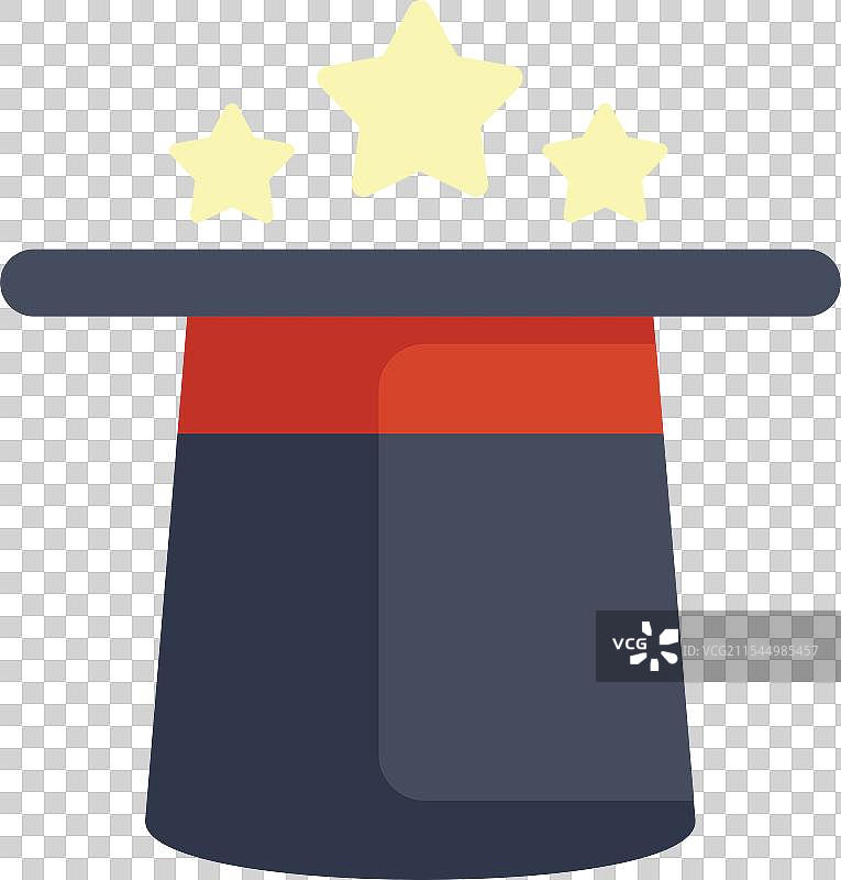 漂浮的魔法帽与星星出现的卡通画图片素材