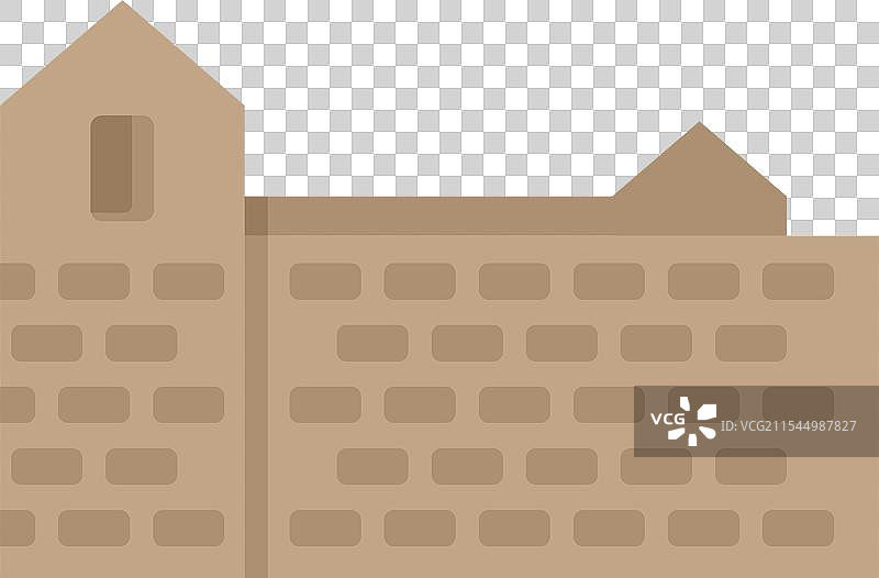 带有塔楼和砖墙外立面的中世纪建筑图片素材