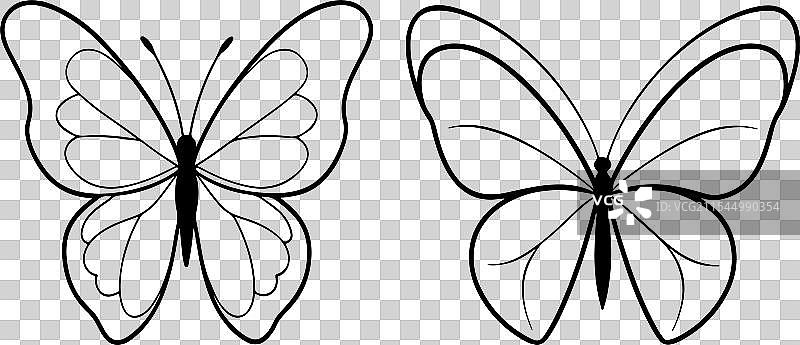 蝴蝶剪影图形用于设计图片素材