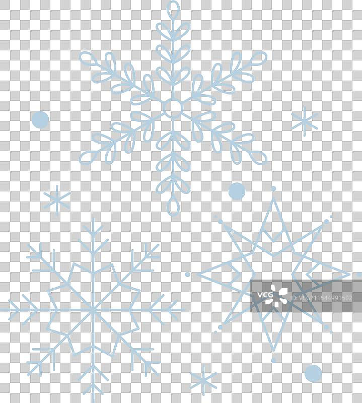 可爱的蓝色雪花组合图标，祝您快乐图片素材