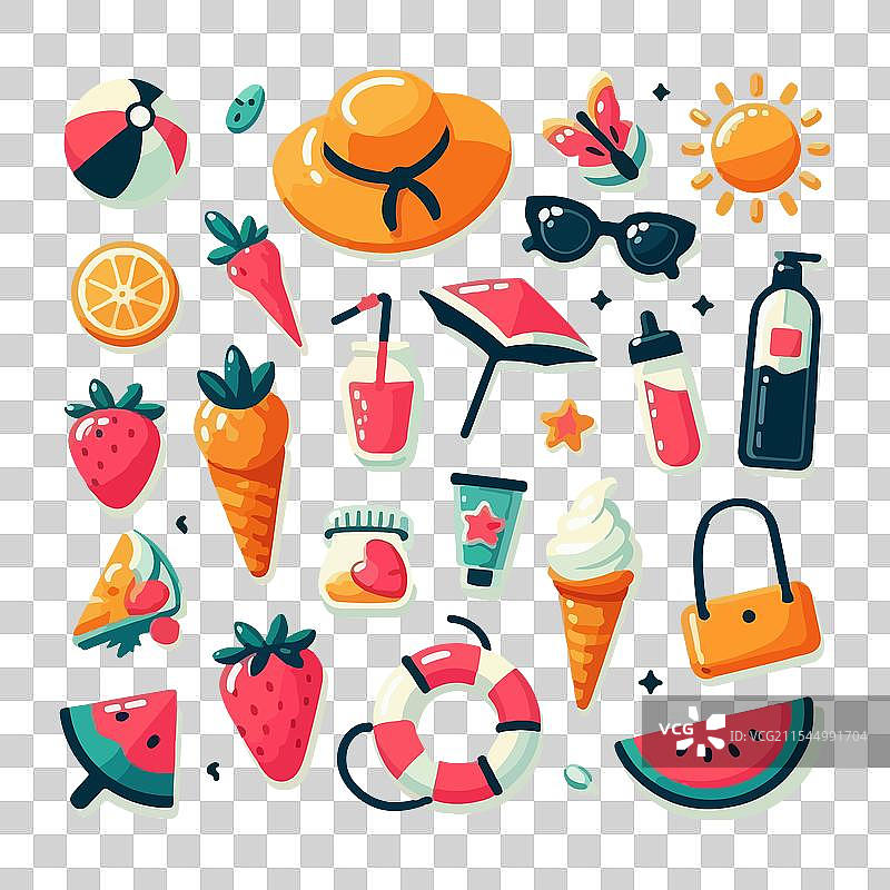 夏季扁平设计图标集 夏季系列图片素材