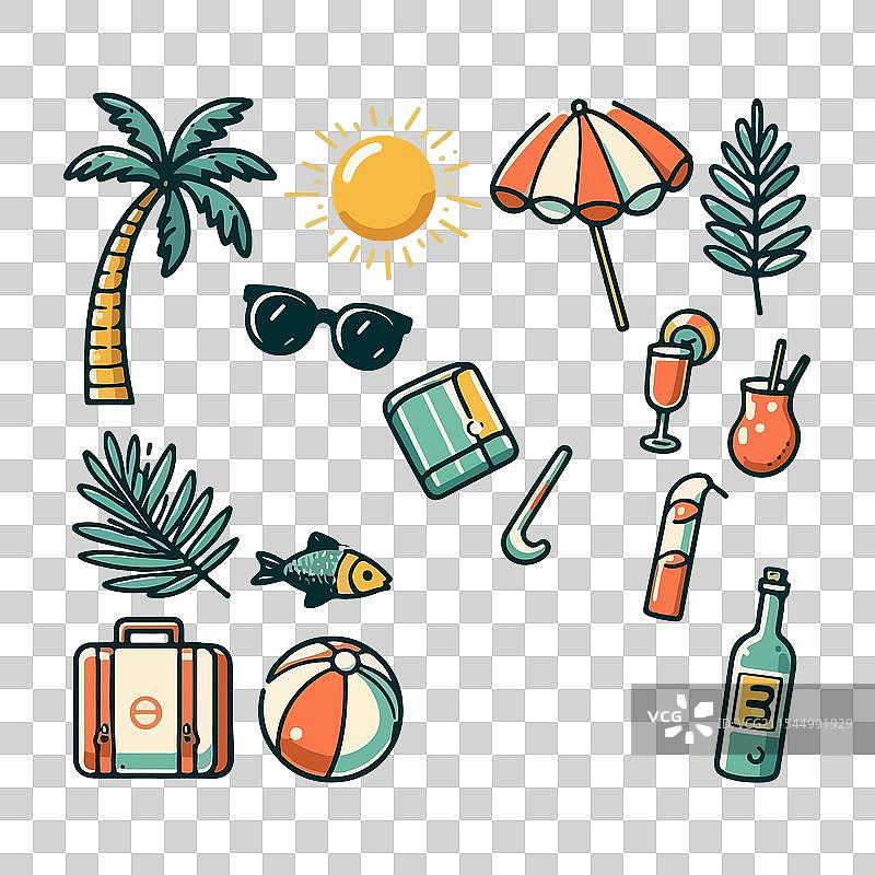 夏季扁平设计图标集 夏季系列图片素材