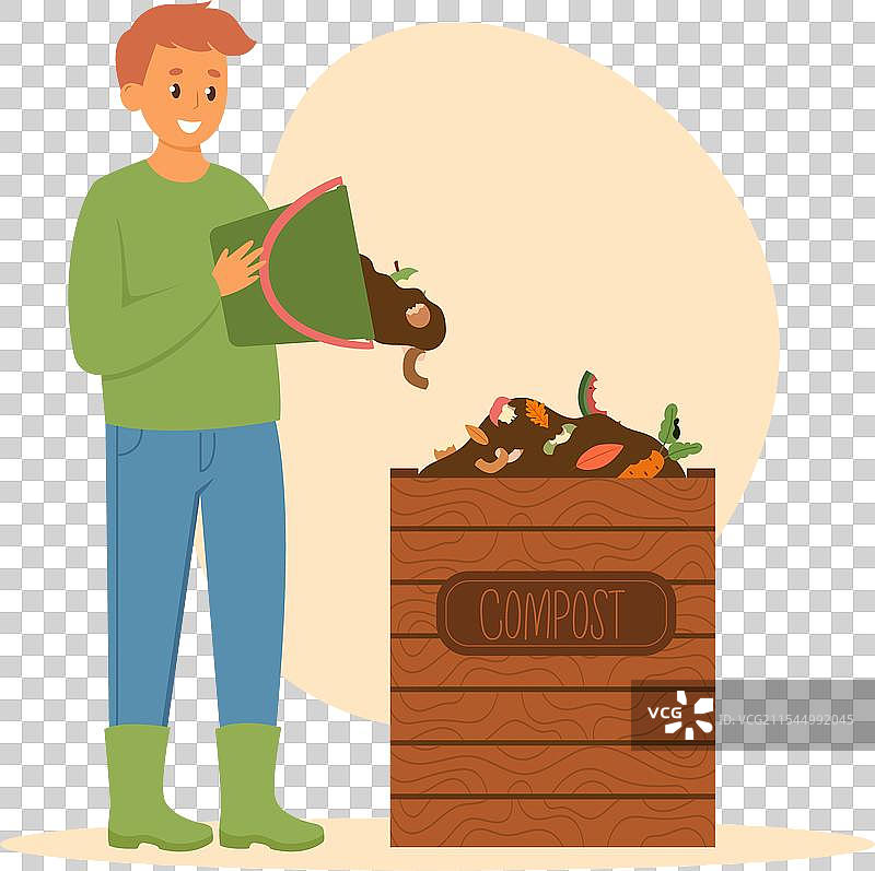 男子在零堆上制作堆肥箱图片素材