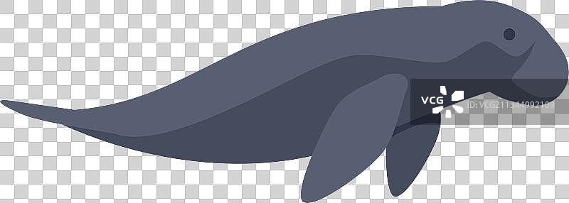 卡通海牛在水下游泳，濒临灭绝图片素材