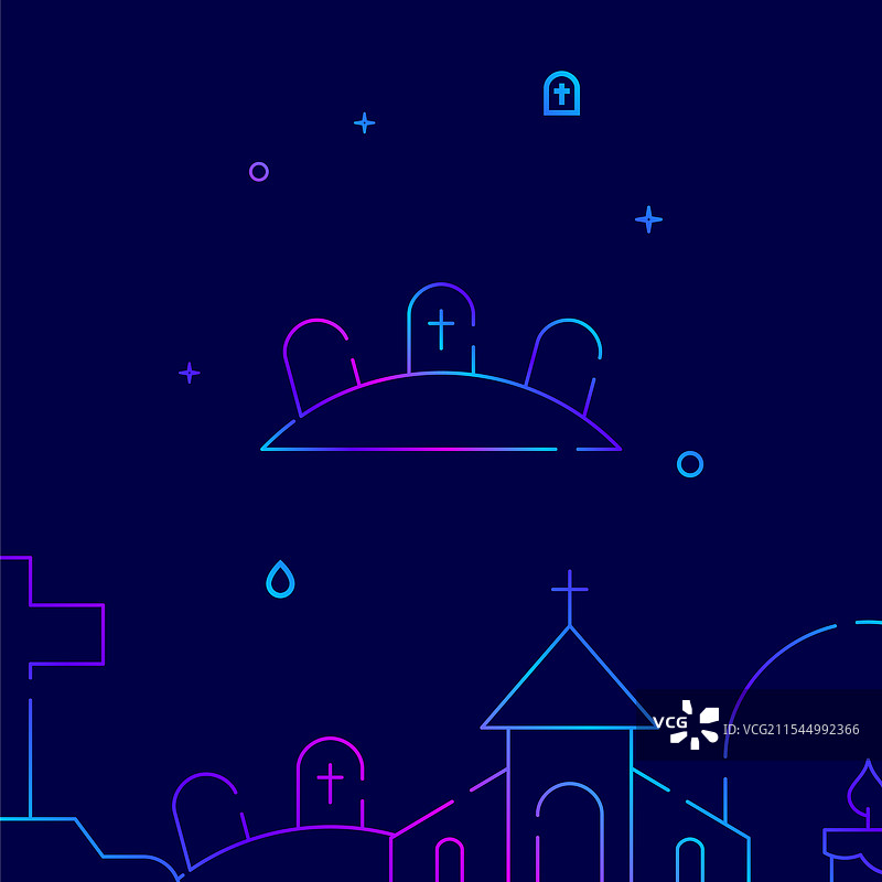 三座墓碑家庭墓地渐变线图标图片素材