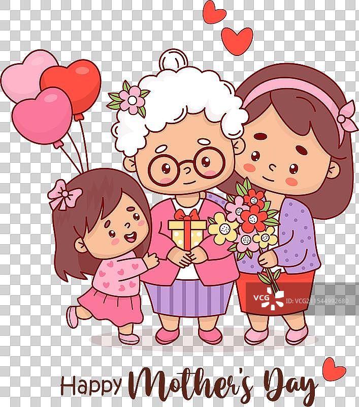 祖母与女儿和孙女的家庭合影图片素材