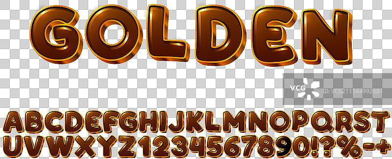 金色字体集合，包括字母和数字图片素材