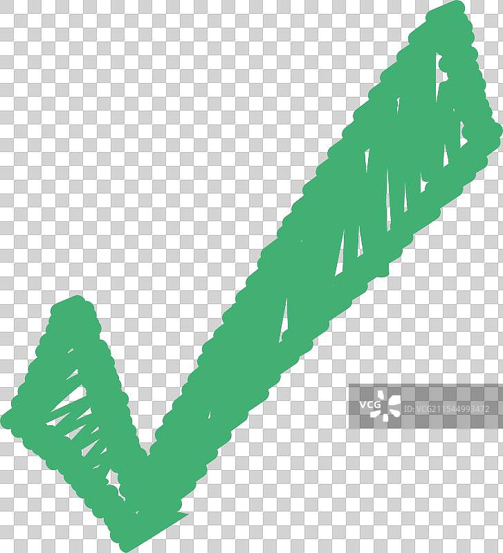 手绘绿色勾号图片素材