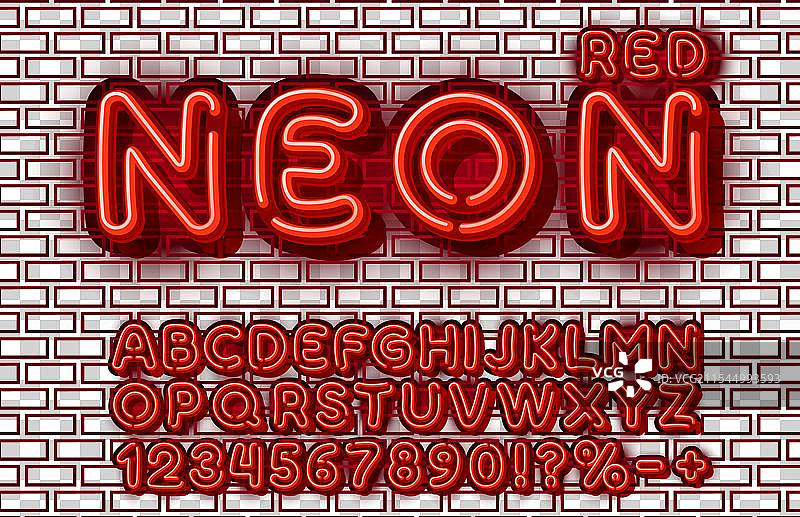 霓虹城市红色字体英文字母和图片素材