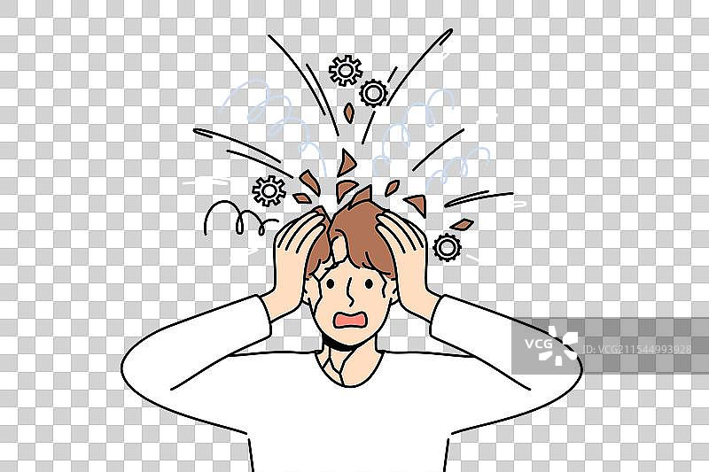 心理失衡的男人感到头部爆炸图片素材