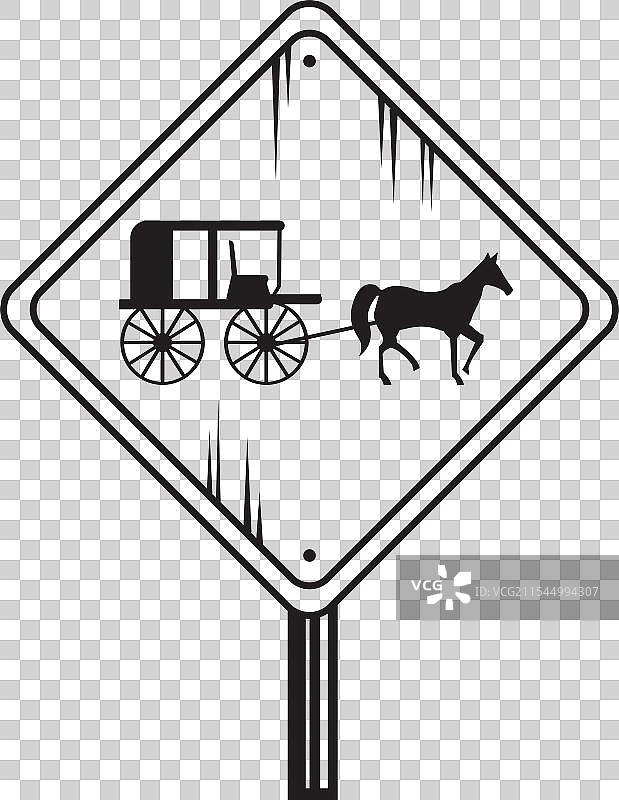 阿米什马车道路标图片素材