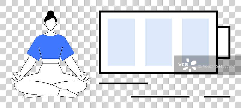 女人在电池旁冥想图片素材