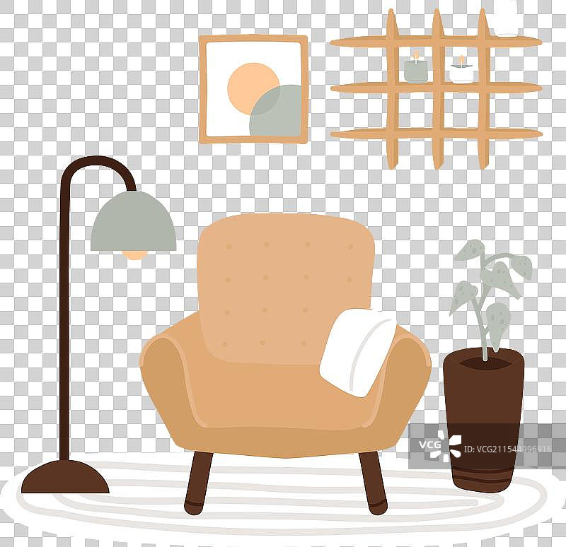 带扶手椅的家居室内布置图片素材