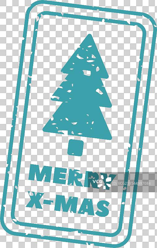 圣诞树邮票快乐节日图片素材